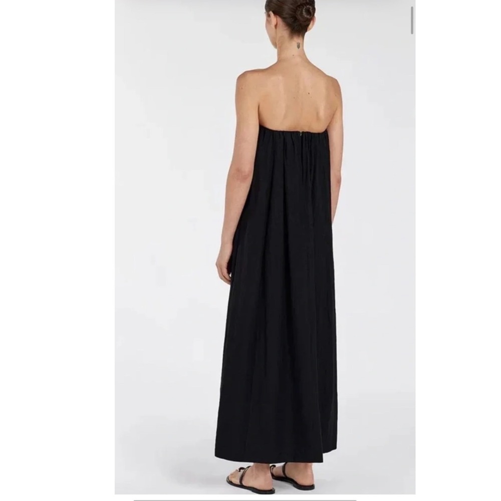 DISSH Shaniya Minimalist Strapless Maxi Dress Womens 8 Black Linen DNP11368 - Picture 2 of 9